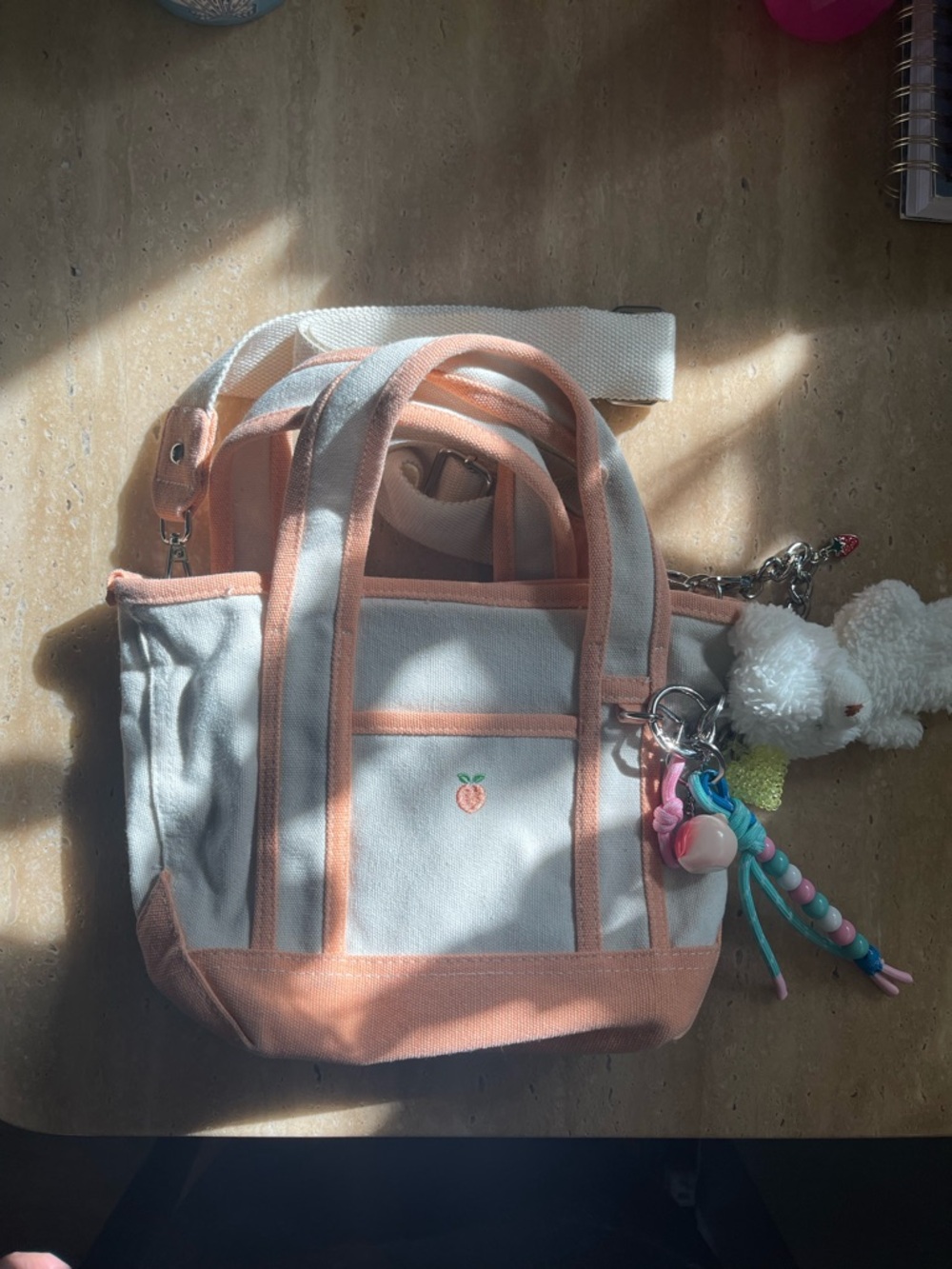 Madden Girl Peach-Trim Canvas Mini Tote
